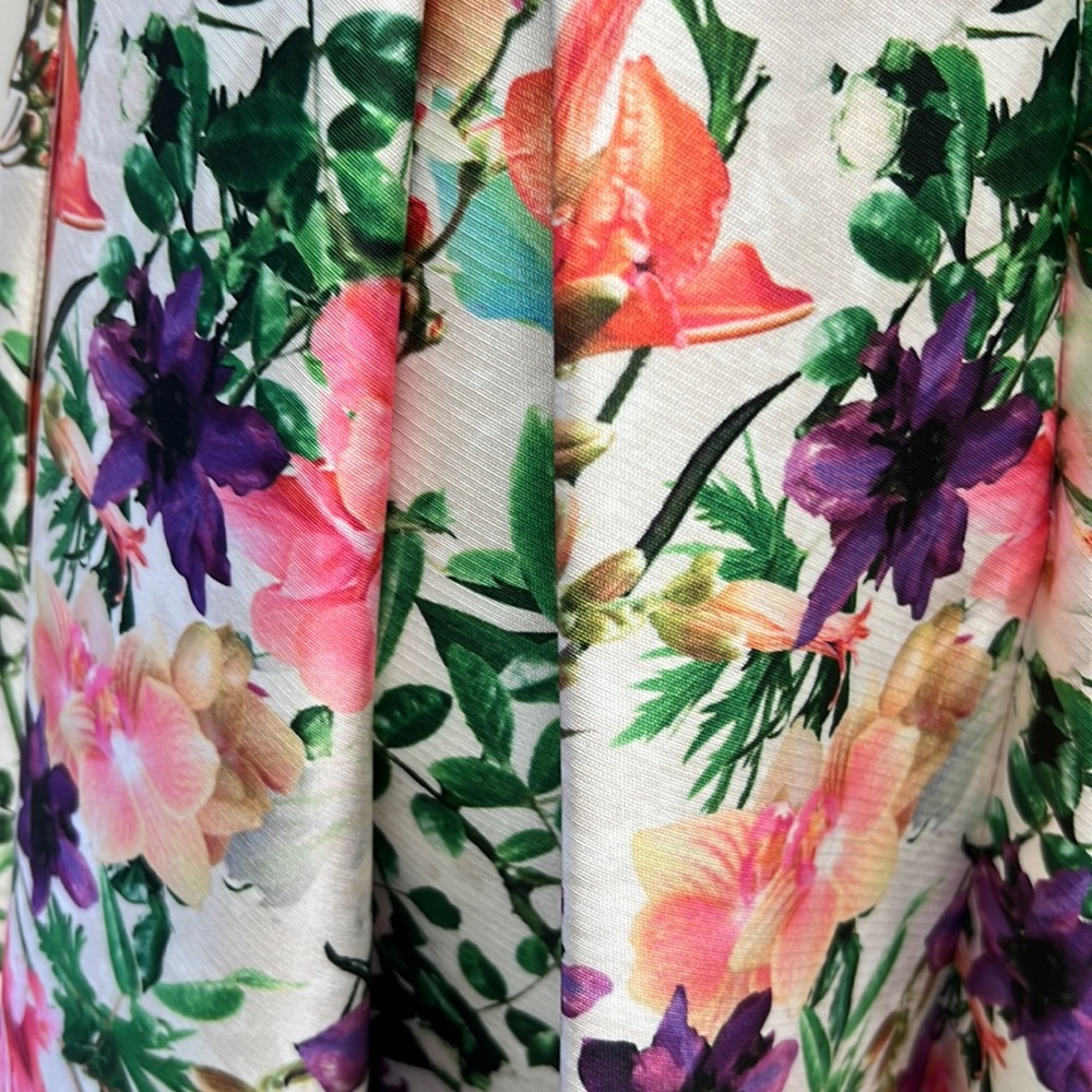 Aidan Mattox flower print sleeveless midi pleated cocktail dress - Picture 8 of 8